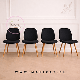 Pack de 4 Silla Mariposa spoon Top Lino con Patas de Meta color madera – Diseño Moderno y Funcional