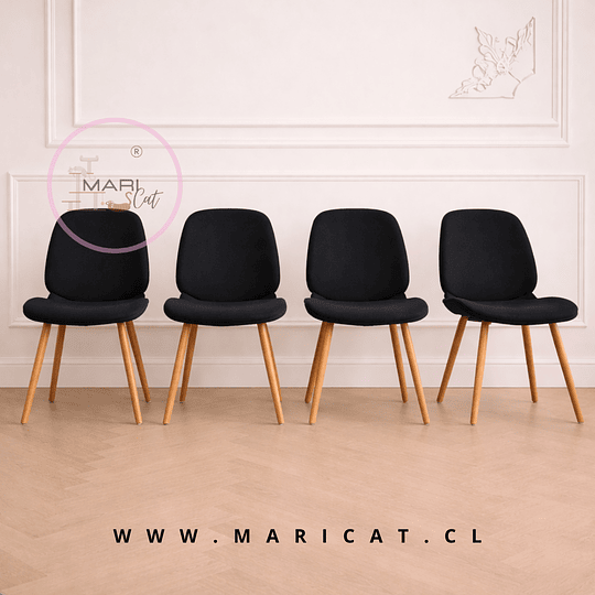 Pack de 4 Silla Mariposa spoon Top Lino con Patas de Meta color madera – Diseño Moderno y Funcional