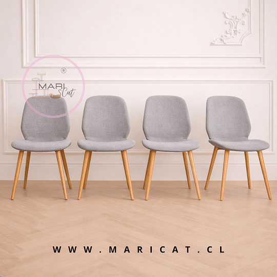 Pack de 4 Silla Mariposa spoon Top Lino con Patas de Meta color madera – Diseño Moderno y Funcional