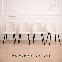 Pack de 4 Silla Mariposa spoon Top Lino con Patas de metal color negro – Diseño Moderno y Funcional