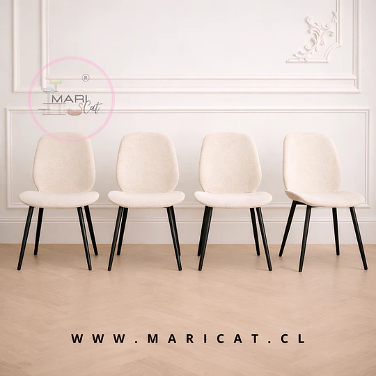 Pack de 4 Silla Mariposa spoon Top Lino con Patas de metal color negro – Diseño Moderno y Funcional