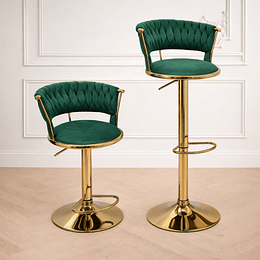 Pack de 2 Taburete Bar regulable queen velvet verde gold 