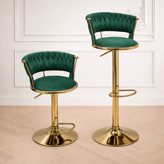 Pack de 2 Taburete Bar regulable queen velvet verde gold 