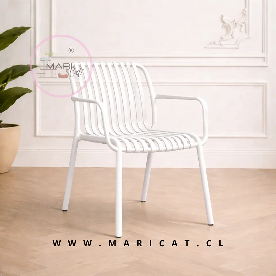 Silla Butaca France de Polipropileno Blanco con Apoyabrazos 1