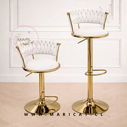 Pack de 2 Taburete Bar regulable queen velvet Blanco gold 