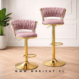 Pack de 2 Taburete Bar regulable queen velvet Rosa lila gold 