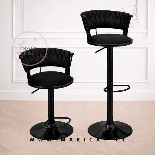 Pack de 2 Taburete Bar regulable queen velvet Negro Black