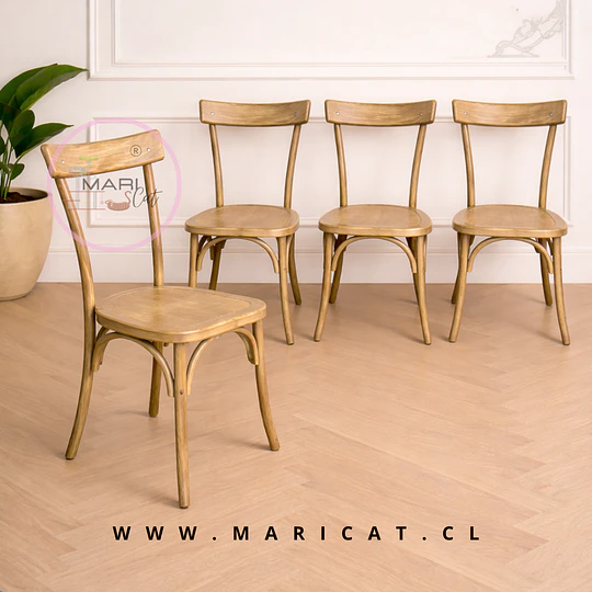 Pack 4 Silla Luisa Madera Vintage– Silla Interior Clásica para Comedor, Cocina o Restaurante 
