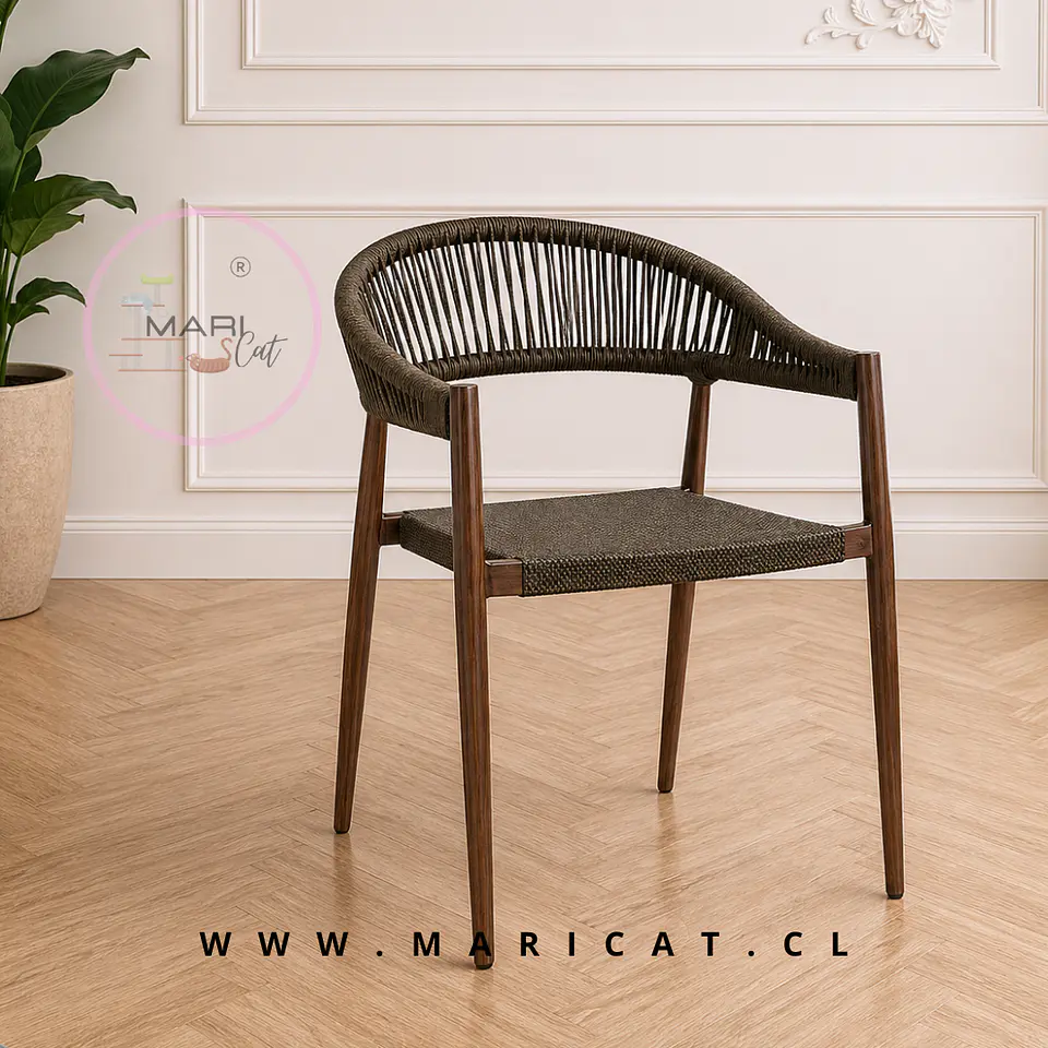 Silla Sitial Douce Rattan Café Oscuro Aluminio 1
