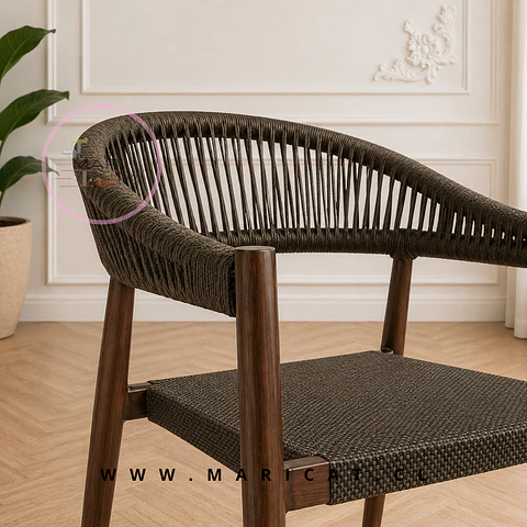 Silla Sitial Douce Rattan Café Oscuro Aluminio