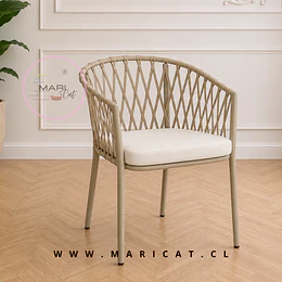 Silla Sitial Trame Aluminio y Cuerda con Cojín- Terraza living comedor 