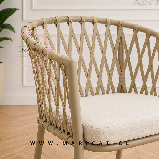Silla Sitial Trame Aluminio y Cuerda con Cojín- Terraza living comedor 