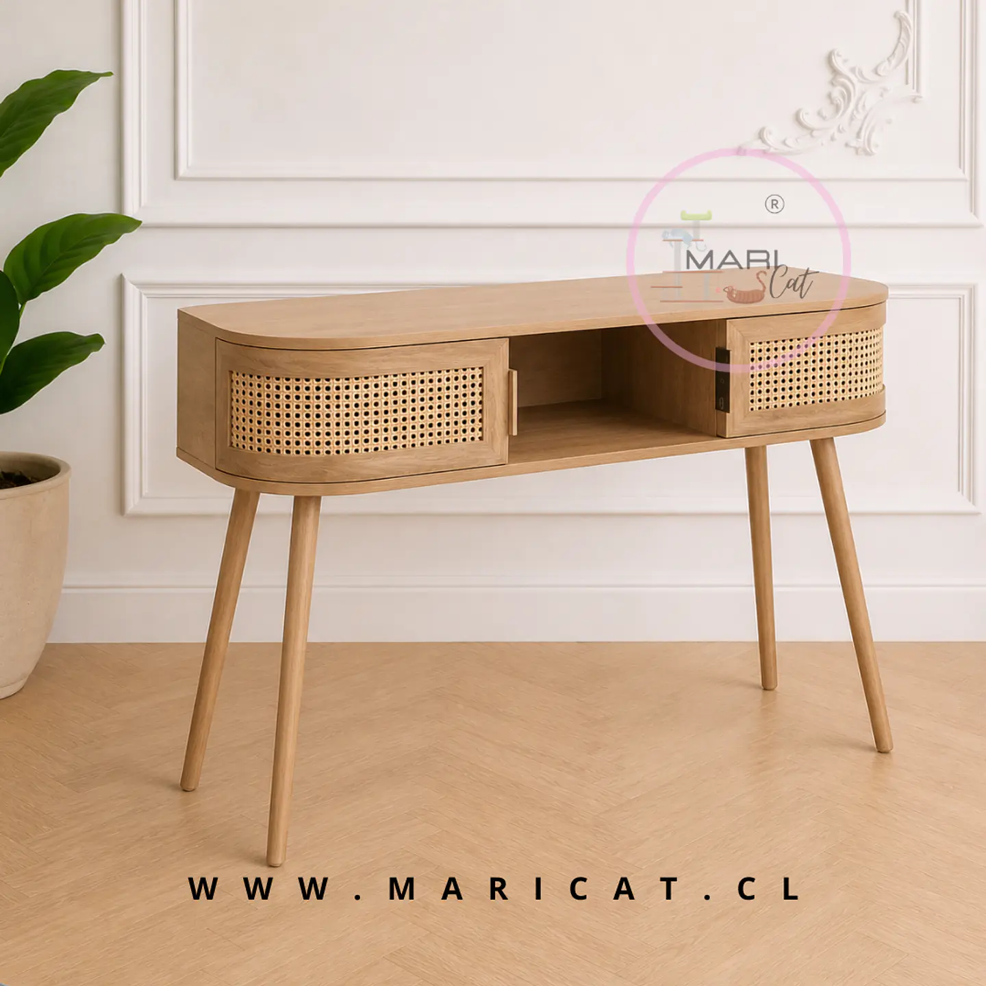 Escritorio para Dormitorio o Estudio Ratán Natural 2 Cajones Siena 1