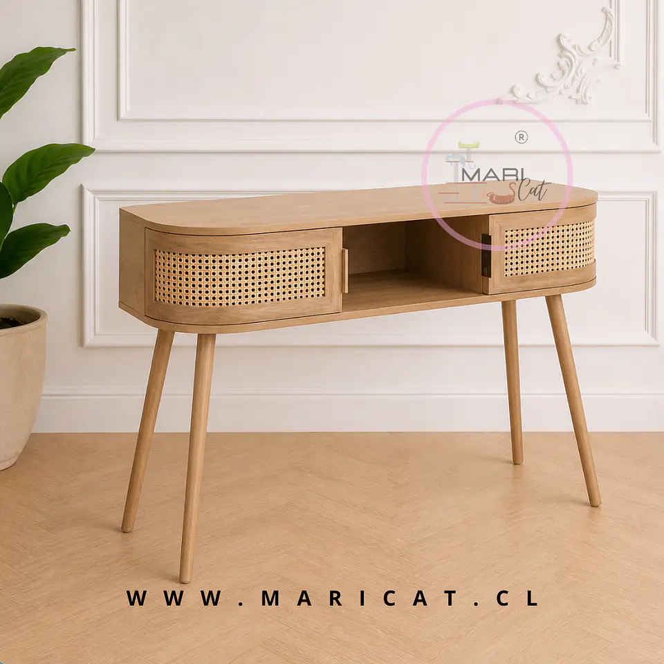 Escritorio para Dormitorio o Estudio Ratán Natural 2 Cajones Siena 1