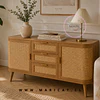 Mueble TV Siena Ratán Natural – Rack Moderno de MDF y Madera para Living y Sala de Estar