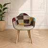 Butaca Sitial Da Vinci Patchwork en Cuerina | Diseño Moderno, Base de Haya Alemana/ living comedor 