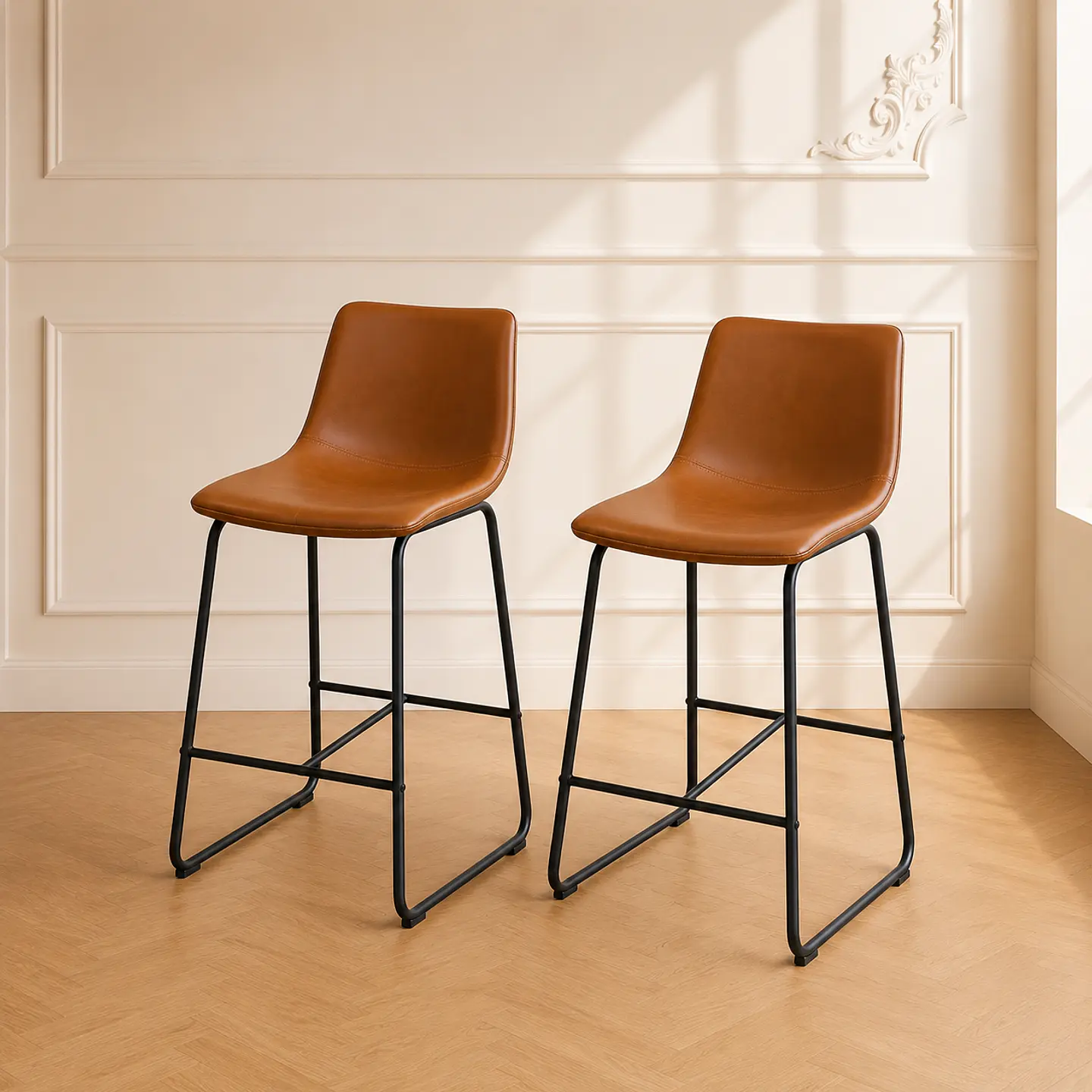 Taburete Bar Bajo Burgos Eco Cuero Negro 65cm 1