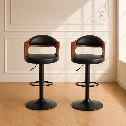 Taburete Bar Bistro Walnut acolchado regulable/comedor meson cocina 