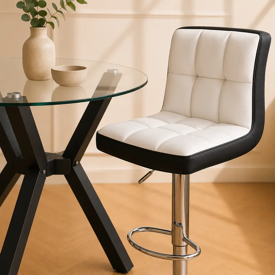 Taburete Bar Regulable Milano Eco Cuero Plateado 2