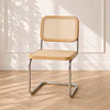 Set de 2 Silla Breuer de Ratán Natural y Madera Maciza con Estructura Cromada – Diseño Icónico para Comedor y Living