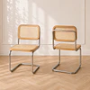 Set de 2 Silla Breuer de Ratán Natural y Madera Maciza con Estructura Cromada – Diseño Icónico para Comedor y Living