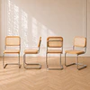 Set de 4 Silla Breuer de Ratán Natural y Madera Maciza con Estructura Cromada – Diseño Icónico para Comedor y Living