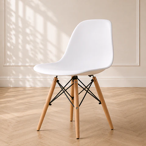 Silla Eames Polipropileno con Estructura de Metal y Madera