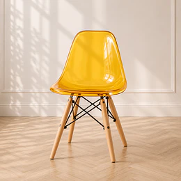 Silla Eames Transparente amarillo pata madera/ living decoracion 
