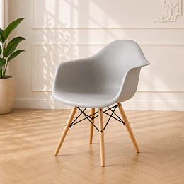Butaca Sitial Eames de Polipropileno con Base de Haya Alemana Gris/ living comedor 