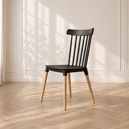 Silla Windsor de polipropileno paras de madera comedor o restaurant