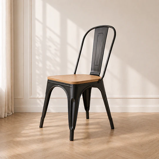 Silla Tolix con Asiento de Madera / comedor terraza reunion restaurant