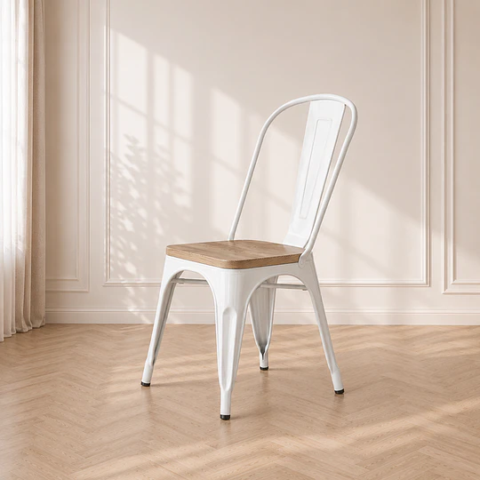 Silla Tolix con Asiento de Madera / comedor terraza reunion restaurant