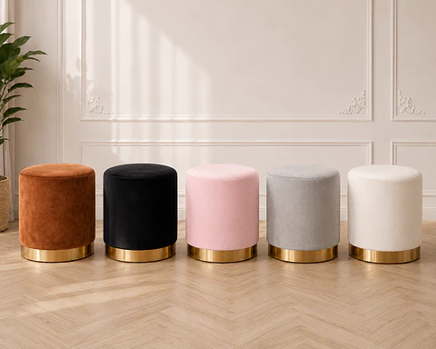Silla Puff Felpa Dorado – Living y Recepción