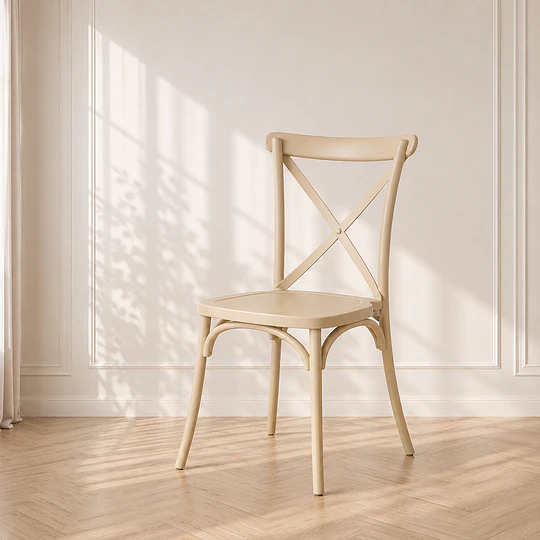 Silla Danubio Crossback polipropileno Beige para comedor terraza o restaurant