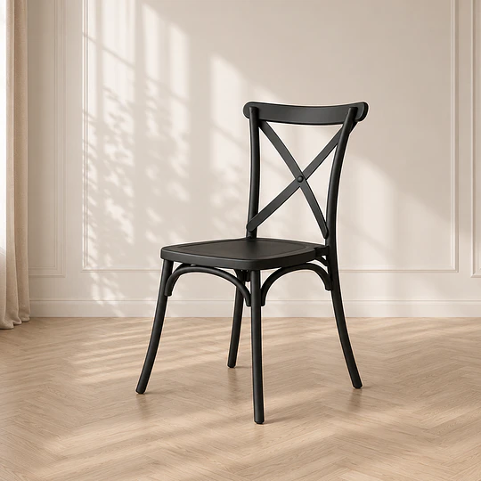Silla Danubio Crossback polipropileno Negro para terraza comedor restaurant