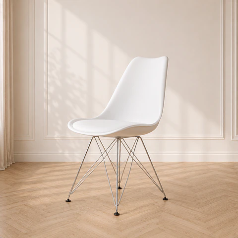 Silla Tulip Eco Cuero Negro