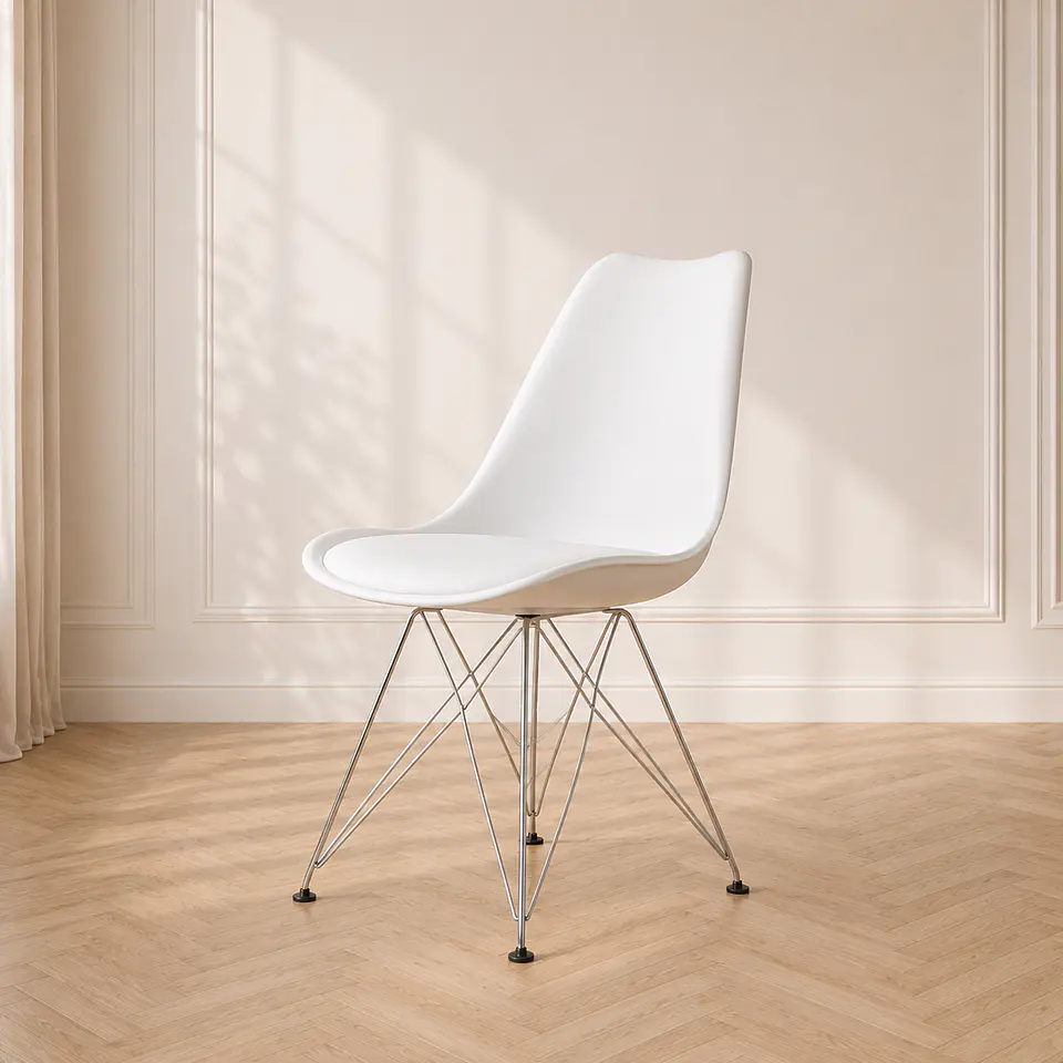Silla Tulip Eiffel Alta Resistencia y con Cojin- comedor restaurant terraza 1