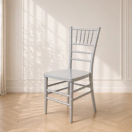 Silla Chiavari Tiffany Metal Silver Gris / silla exterior terraza eventos 