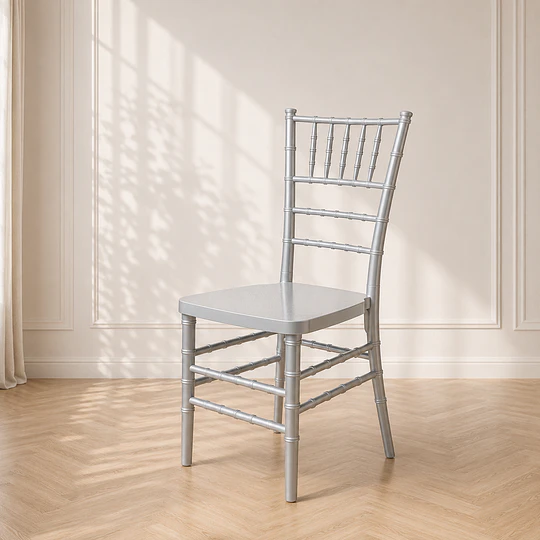 Silla Chiavari Tiffany Metal Silver Gris / silla exterior terraza eventos 