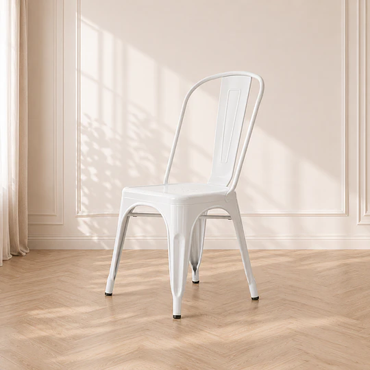 Silla Tolix de Metal Apilable con Estructura de Acero Blanca terraza comedor eventos restaurante