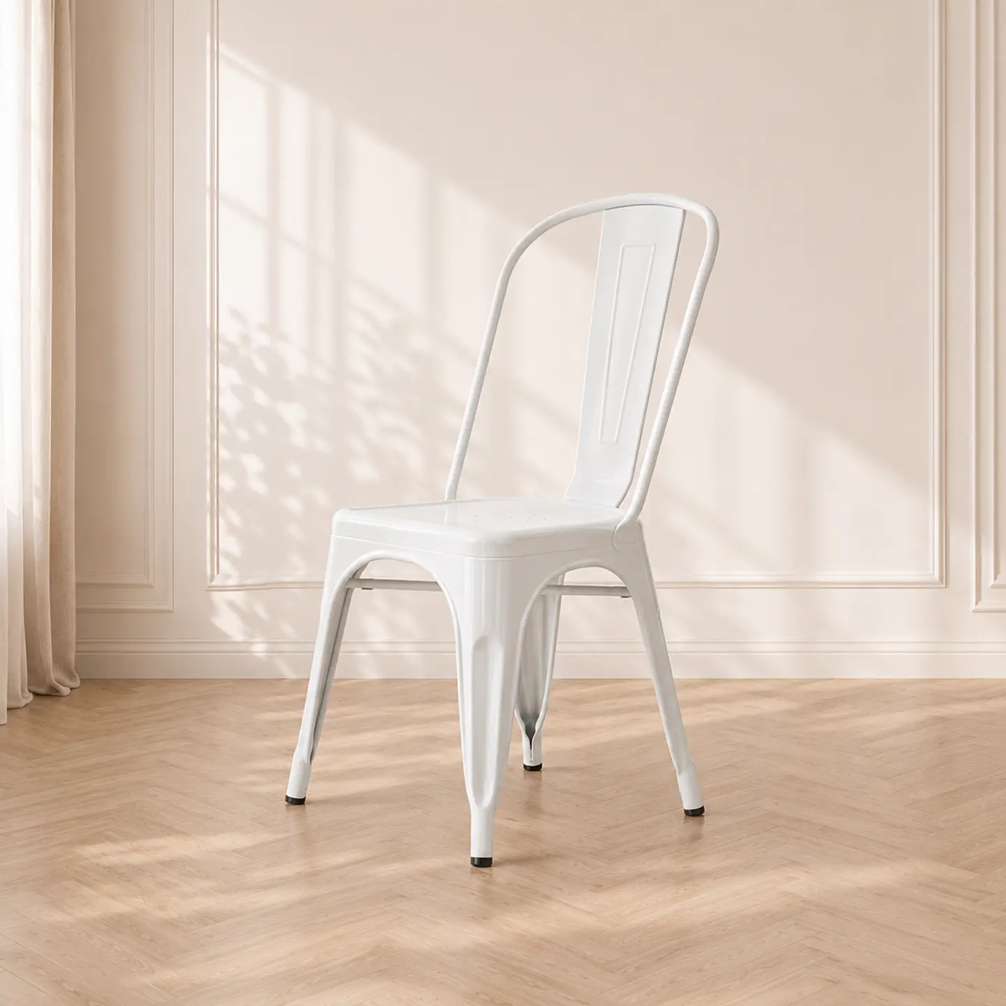 Silla Tolix de Metal Apilable con Estructura de Acero Blanca 1