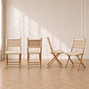Pack 4 Silla Nido Plegable de Madera Natural tejida Comedor Terraza Eventos