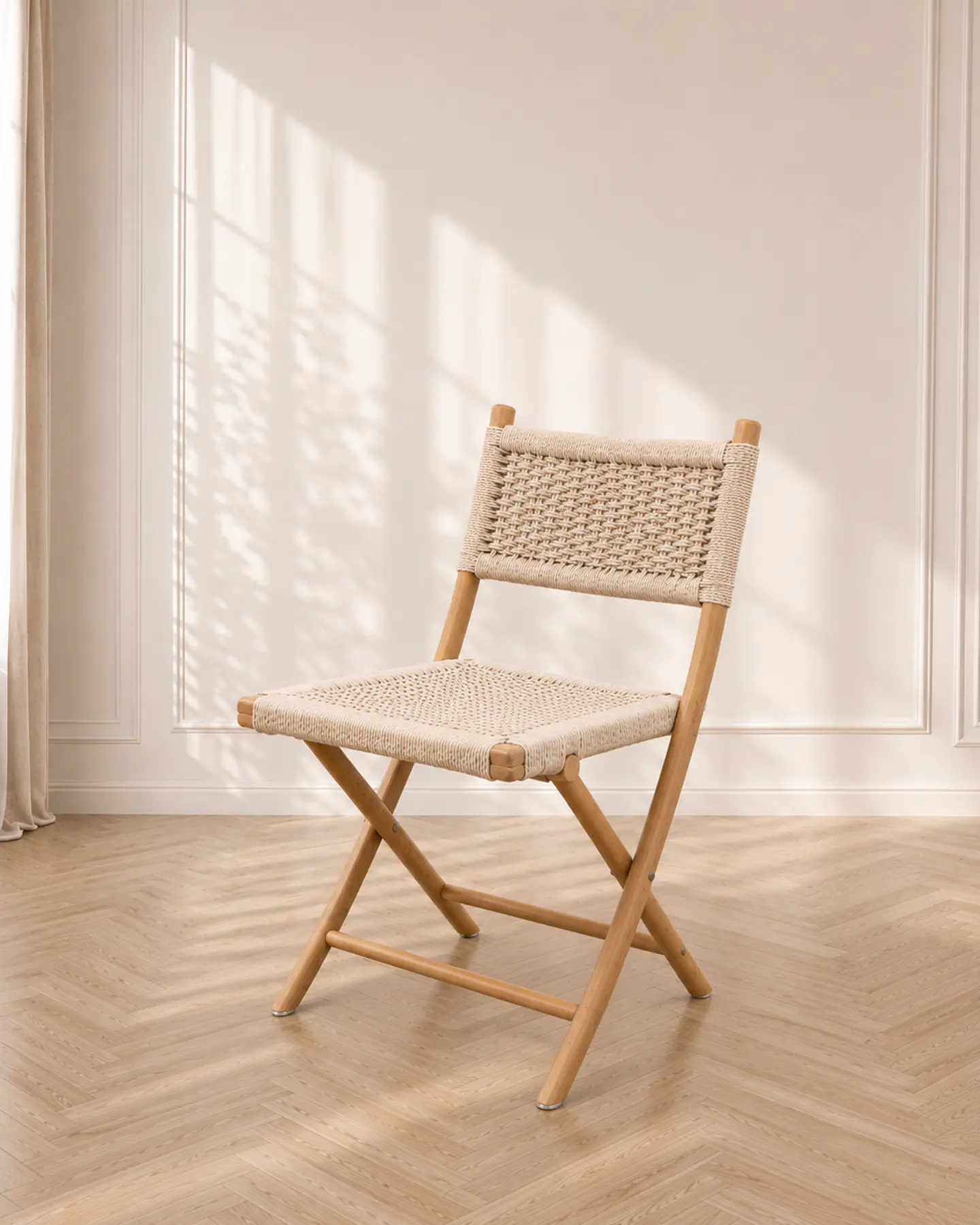 Pack 4 Silla Nido Plegable de Madera Natural Tejida 3
