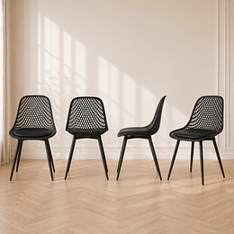 Packs 4 Silla Europea con cojin black comedor restaurant terraza