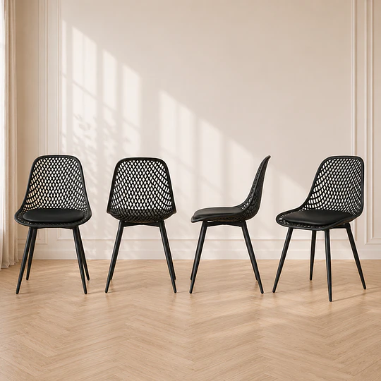 Packs 4 Silla Europea con cojin black comedor restaurant terraza