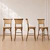 Pack 4 Taburete Bar Crossback Yute Ratán Madera Walnut Cafetería Restaurante evento
