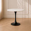 Mesa Tulip Gold Cuarzo Carlatta Blanco Estilo Mármol con Base de Metal Black– Mesa de Comedor Moderna