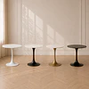 Mesa Tulip Gold Cuarzo Carlatta Blanco Estilo Mármol con Base de Metal Black– Mesa de Comedor Moderna
