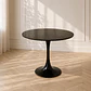 Mesa Tulip Redonda Gold Cuarzo Carlatta Negro Estilo Mármol con Base de Metal Negro – Mesa de Comedor Moderna - Miniatura 1