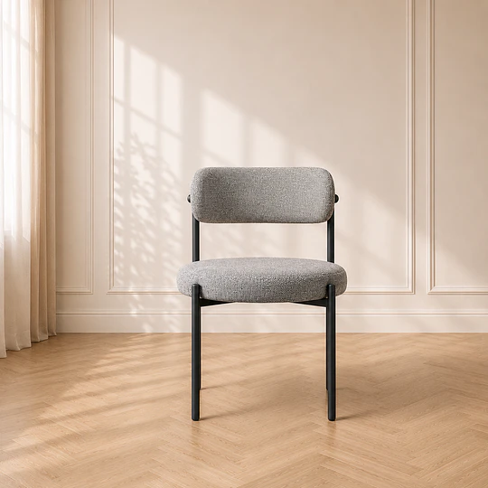 Silla tela lino arpi Gris con Estructura Metálica Negra Reforzada – Comedor, Restaurante y Cafetería moderna